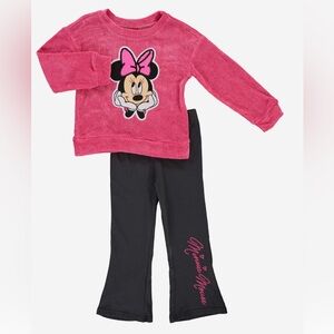 2pc Disney Jr Minnie Mouse pink chenille sweater w/ grey flare leggings/Size: 4T